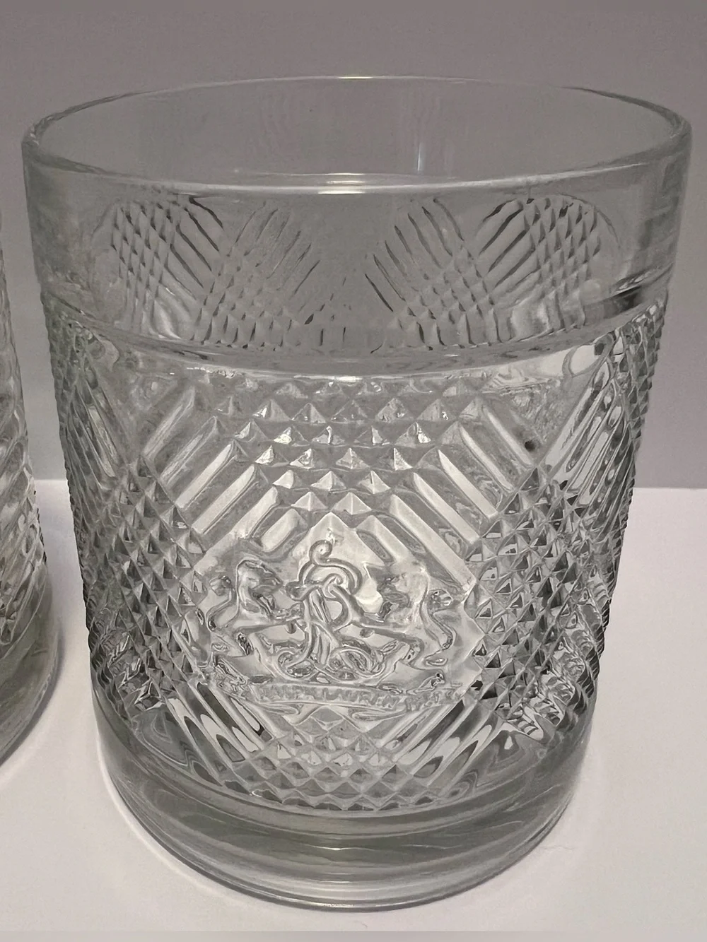 VTG Ralph Lauren Safari Argyle Lion Crest Double Old Fashioned Glasses Set Of 4